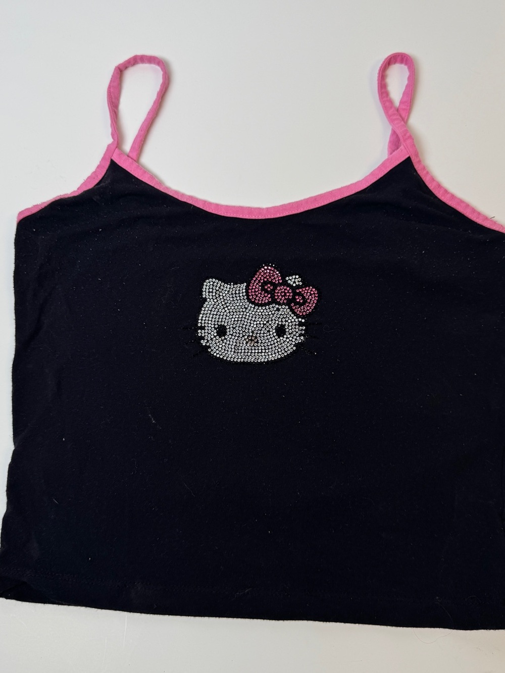 Hello Kitty Black Tank with Pink Trim and Rhinestone Accent